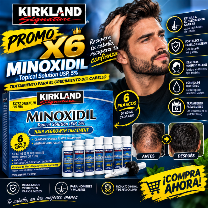 minoxidil kirlkland x 6 unidades
